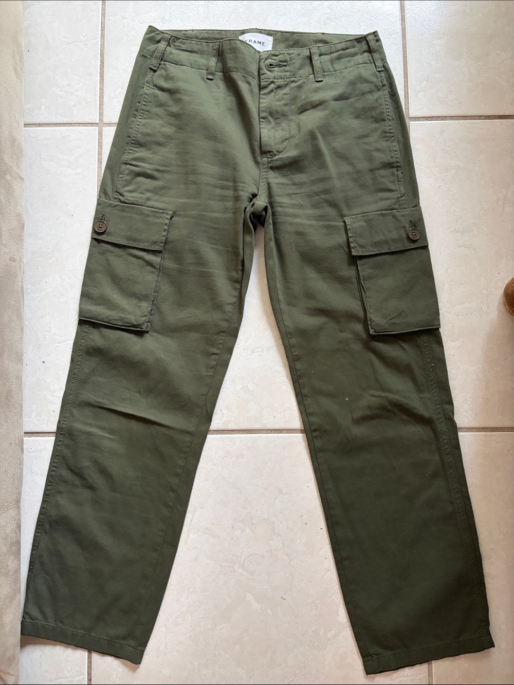 Frame Denim 100% cotton Olive Green Cargo Pants